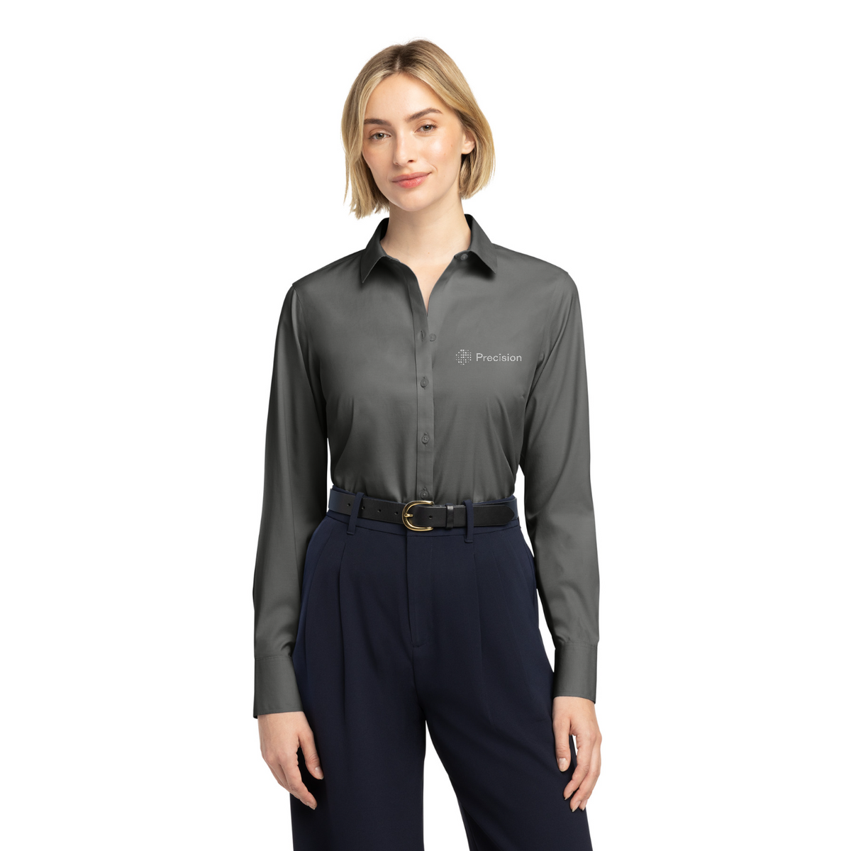 Brooks Brothers Women's Wrinkle-Free Stretch Pinpoint Shirt - Embroidered — model