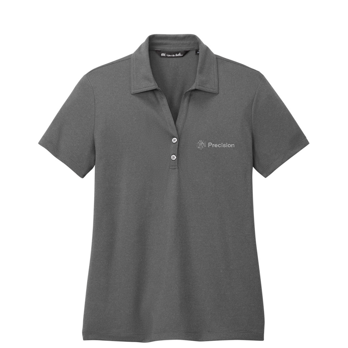 TravisMathew Women's Coto Performance Polo - Embroidered — Quiet Shade Grey/ Black