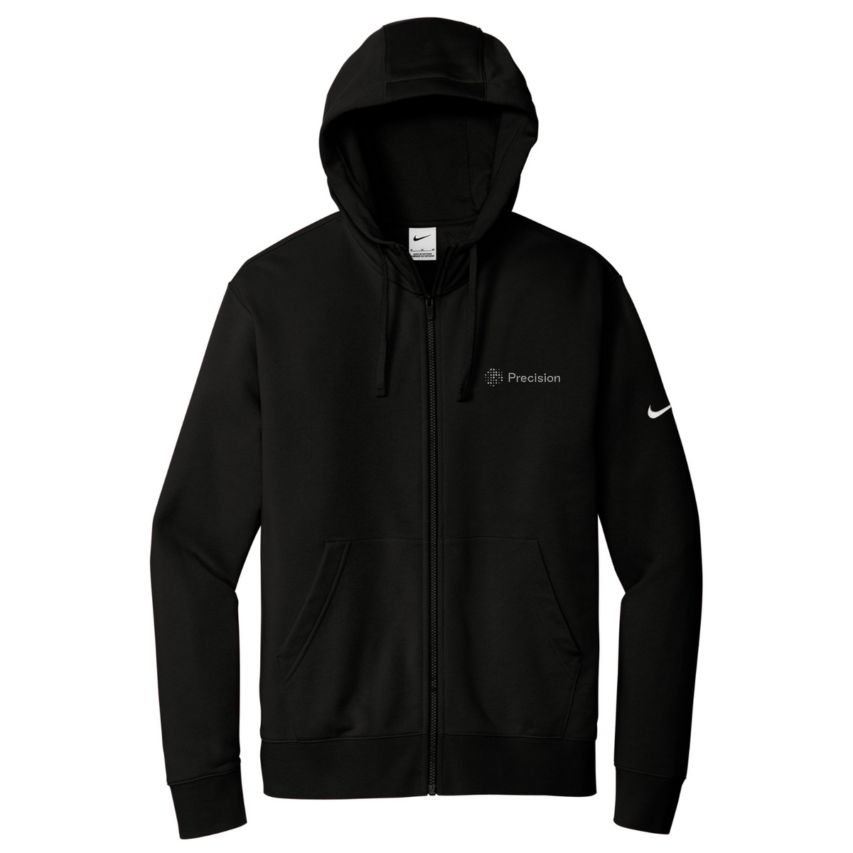Nike Club Fleece Sleeve Swoosh Full-Zip Hoodie - Embroidered — Black