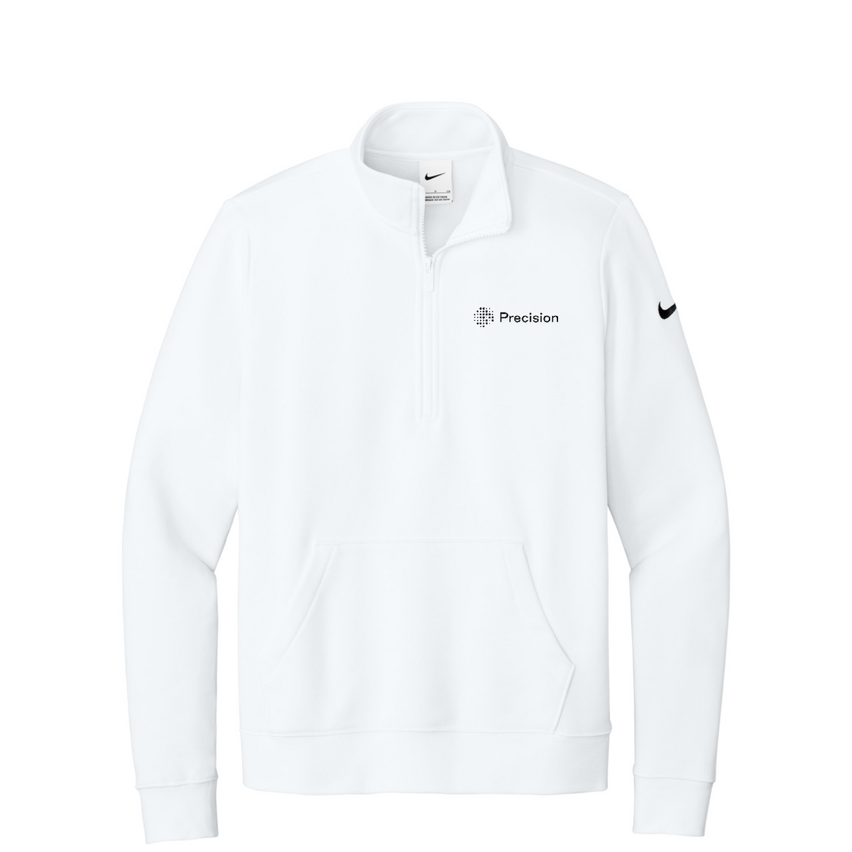 Nike Women's Club Fleece Sleeve Swoosh 1/2-Zip - Embroidered — White