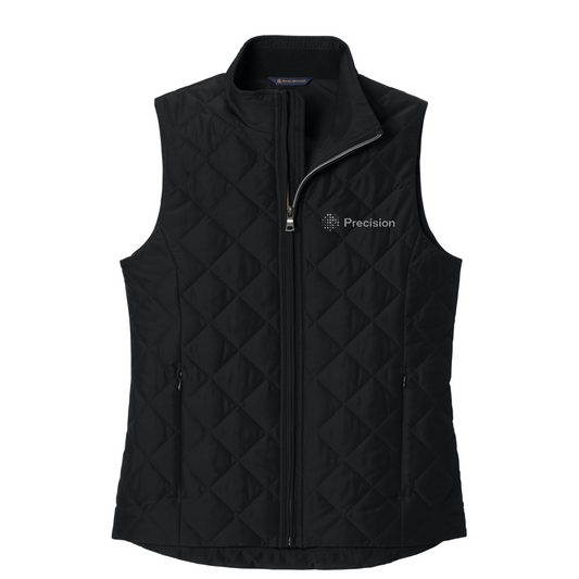 Brooks Brothers Women's Quilted Vest - Embroidered — Deep Black