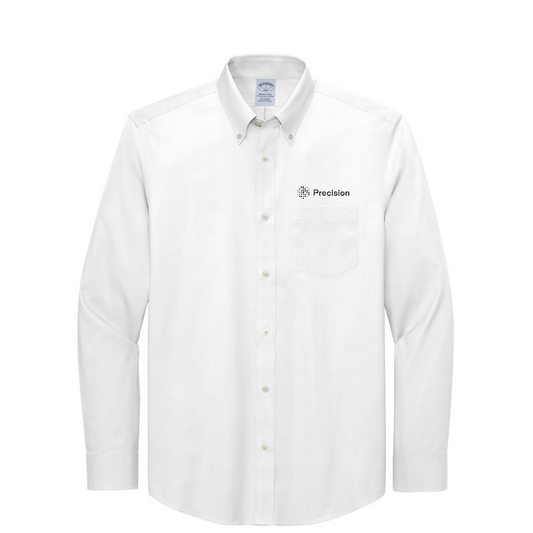 Brooks Brothers Wrinkle-Free Stretch Pinpoint Shirt - Embroidered — White