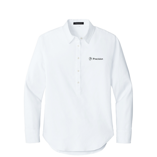 Mercer+Mettle Women's Long Sleeve Modern Oxford Shirt - Embroidered — White