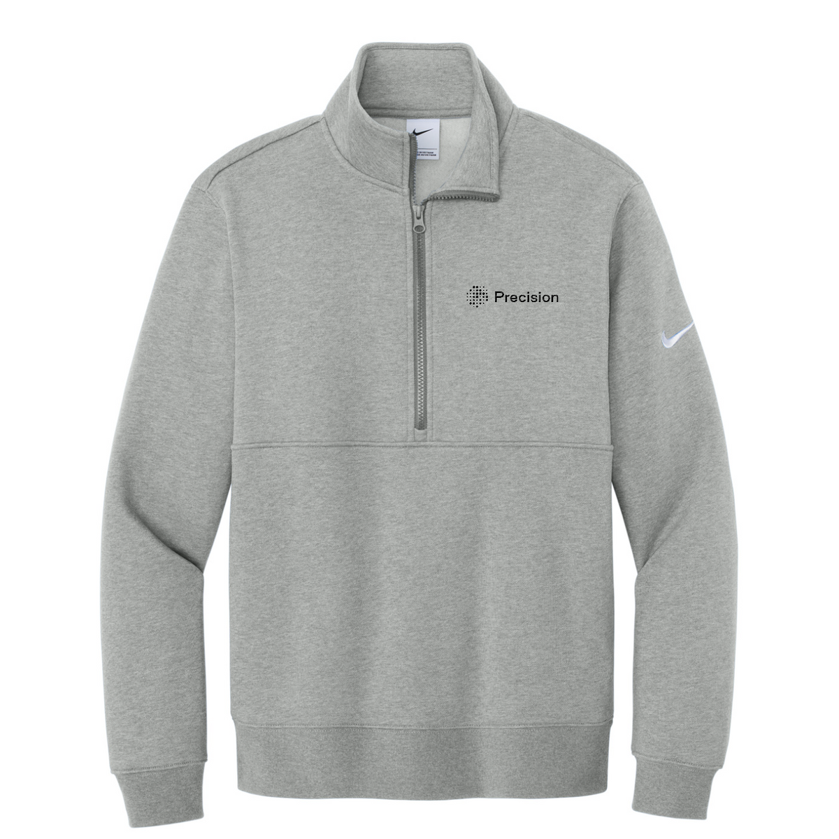 Nike Club Fleece Sleeve Swoosh 1/2-Zip - Embroidered — Dark Grey Heather