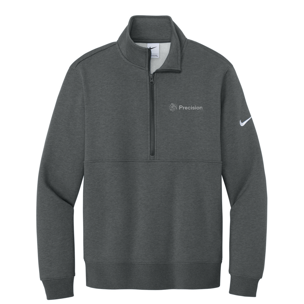 Nike Club Fleece Sleeve Swoosh 1/2-Zip - Embroidered — Charcoal Heather