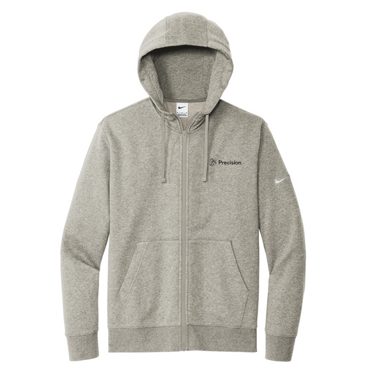 Nike Club Fleece Sleeve Swoosh Full-Zip Hoodie - Embroidered — Dark Grey Heather