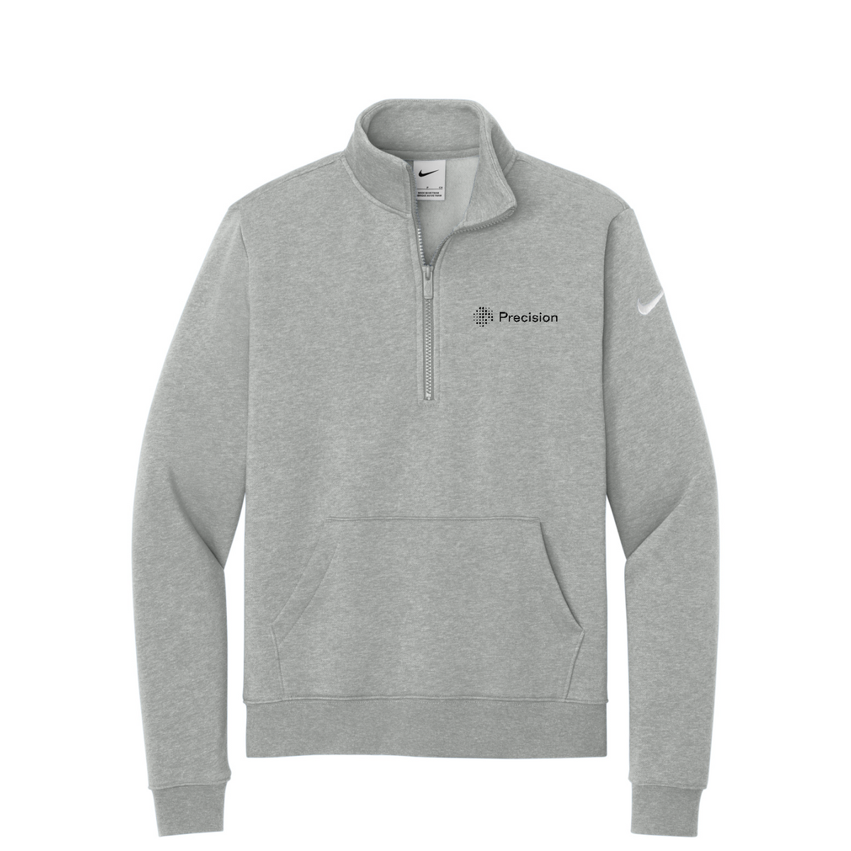 Nike Women's Club Fleece Sleeve Swoosh 1/2-Zip - Embroidered — Dark Grey Heather