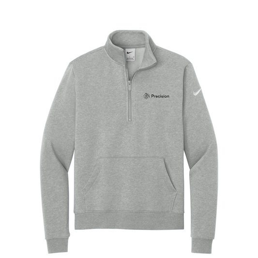 Nike Women's Club Fleece Sleeve Swoosh 1/2-Zip - Embroidered — Dark Grey Heather