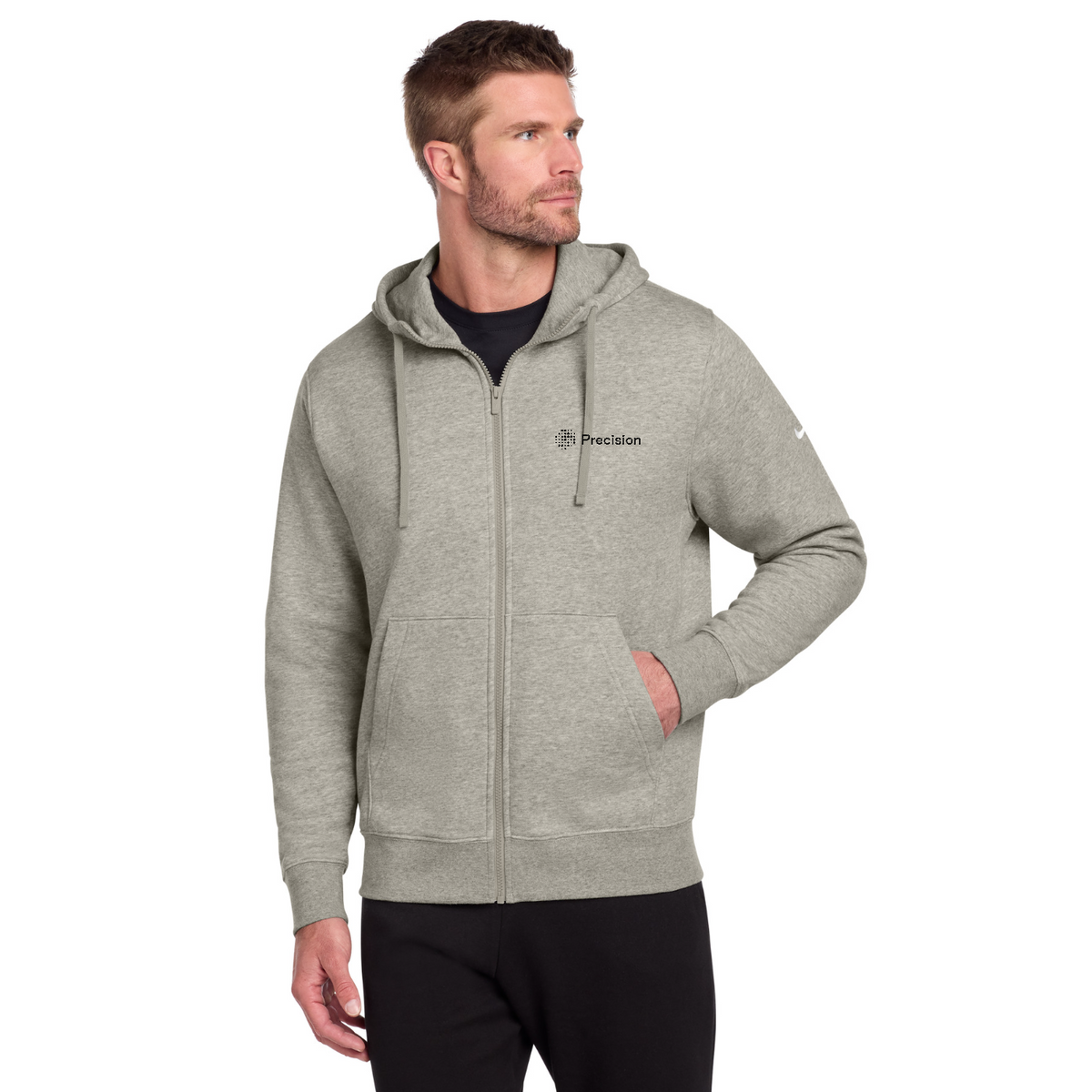 Nike Club Fleece Sleeve Swoosh Full-Zip Hoodie - Embroidered — model