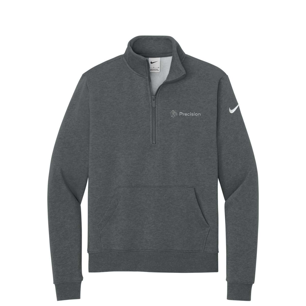 Nike Women's Club Fleece Sleeve Swoosh 1/2-Zip - Embroidered — Charcoal Heather
